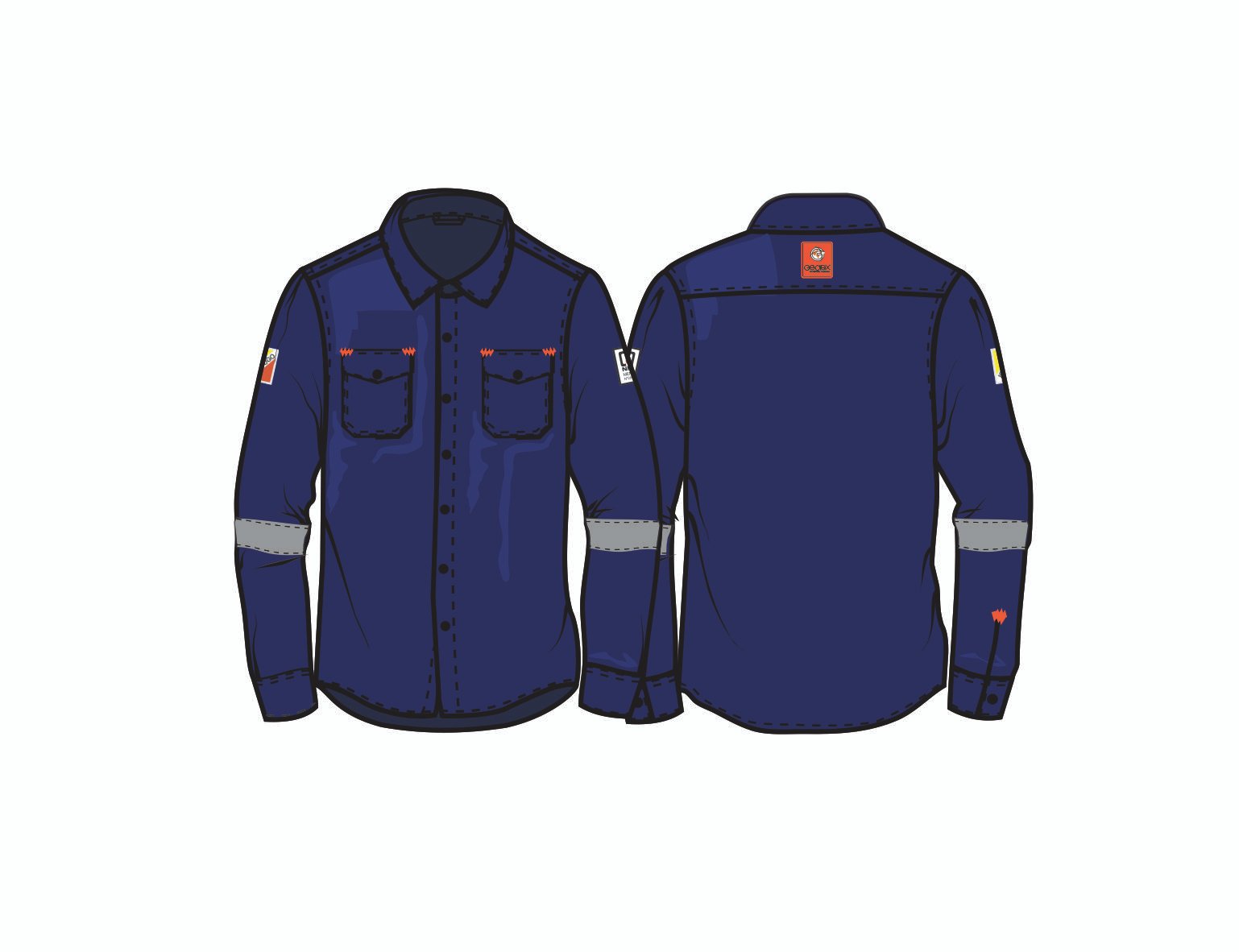 Camisa Ignifuga Azul con Reflectivo Gris