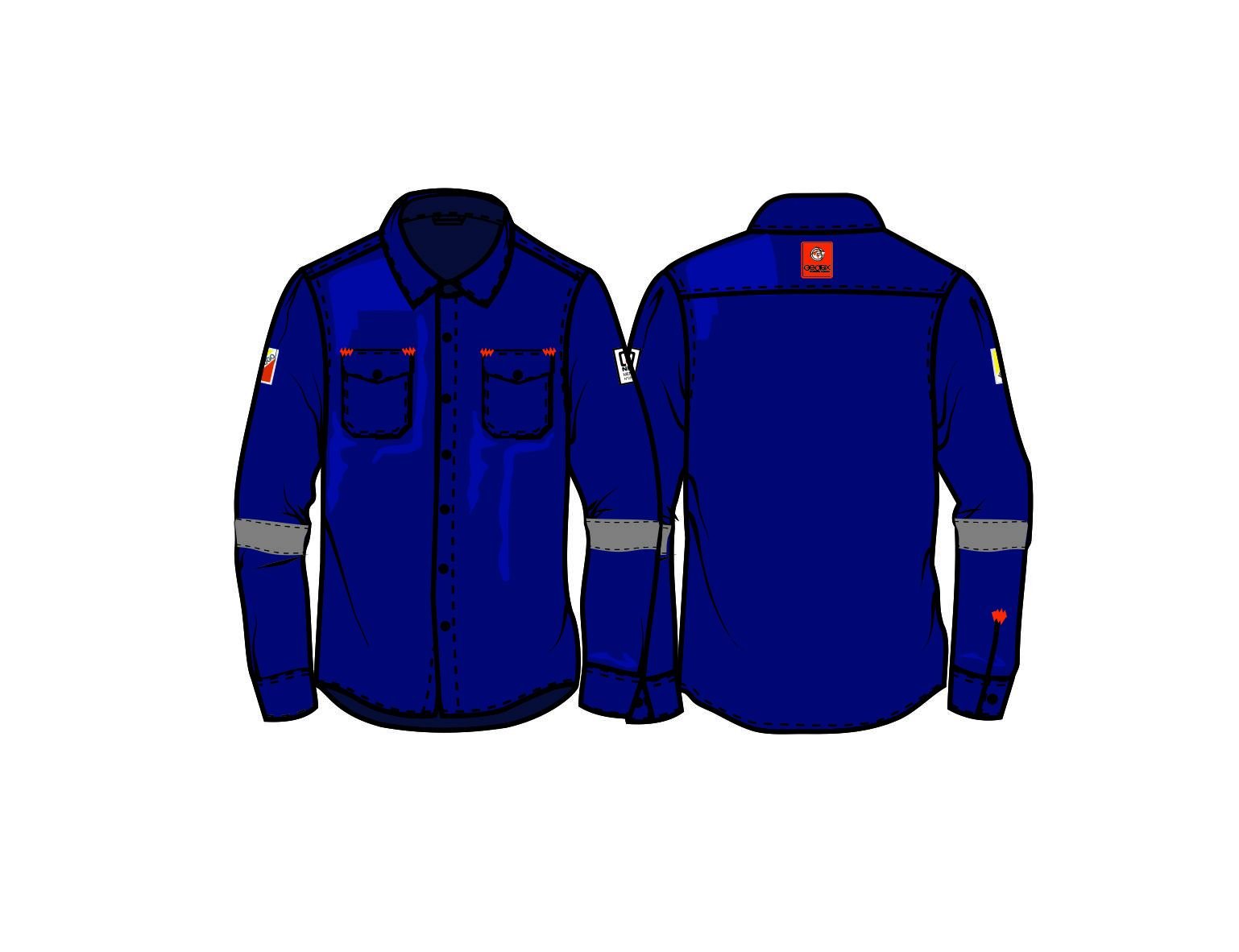 Camisa Ignifuga Azul con Reflectivo Gris